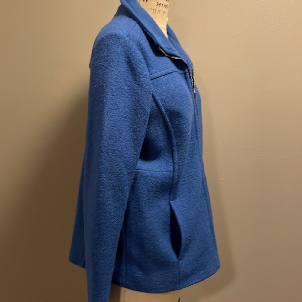 Lands End wool blend lined cornflower blue peat coat - Picture 5 of 7